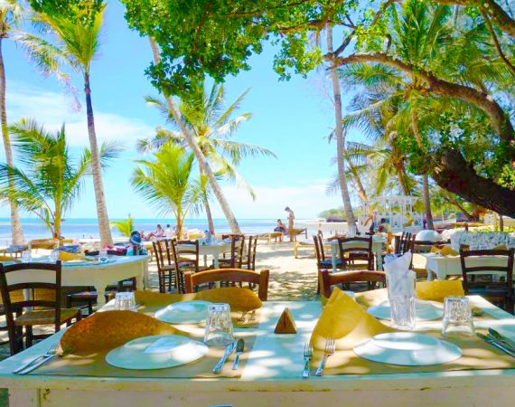 Alfresco dining table Osteria Beach & restaurant on Casuarina Rd Malindi