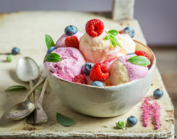Sweet and tasty ice cream made of fruits and yogurt at Sharmey Parlour in Malindi