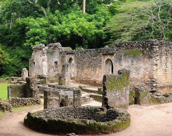 Kenya, Gede ruins are the remains of a Swahili town located in Gedi, a village near the coastal town of Malindi. The great mosque